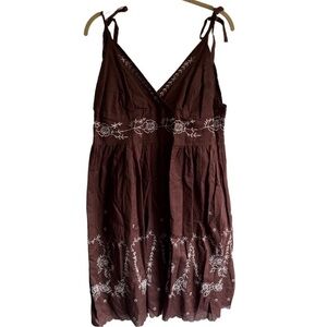 Hale Bob Maroon Dress with White Embroidery